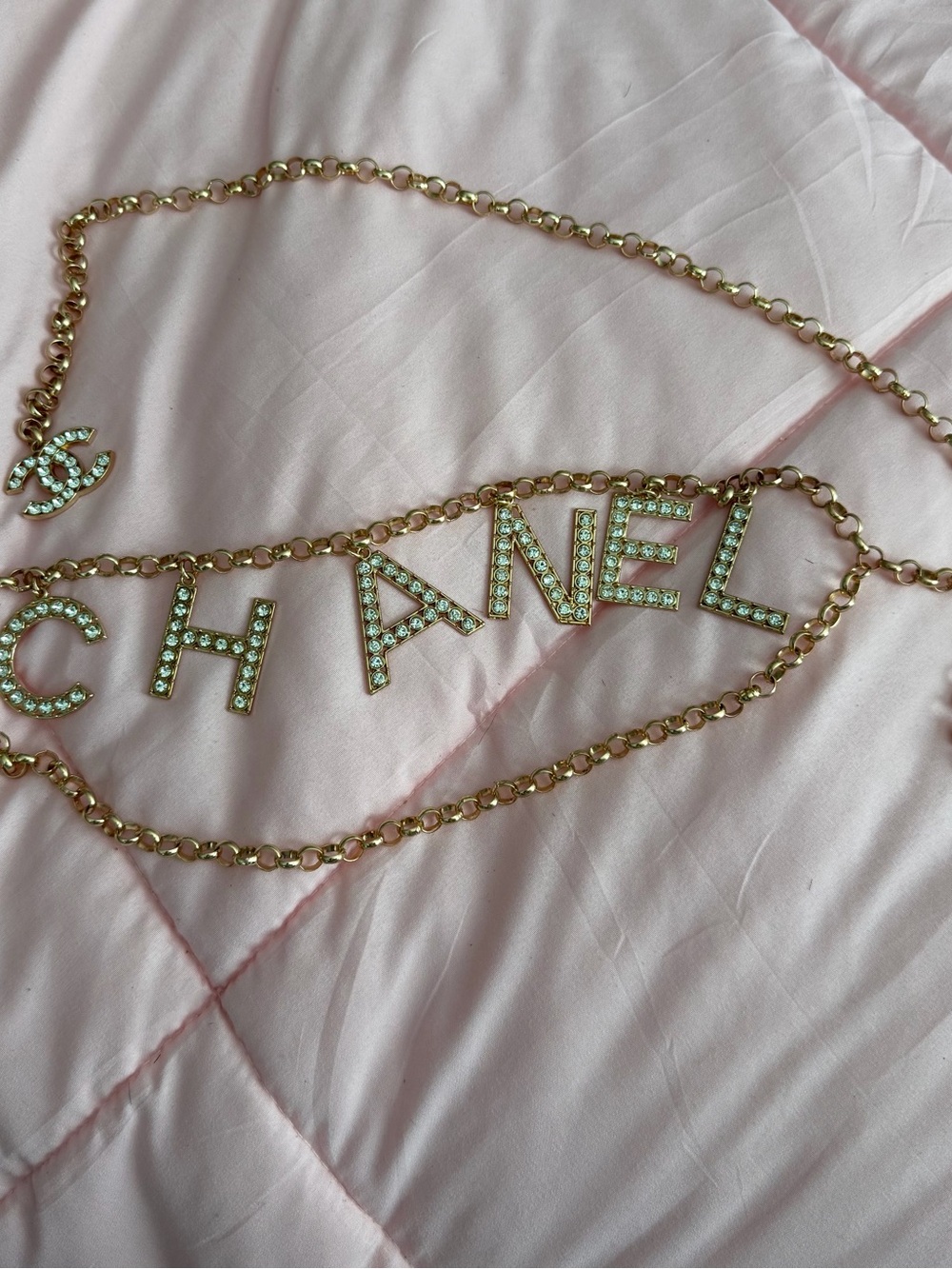 & Other Stories Gold Crystal CHANEL Letter Chain Belt